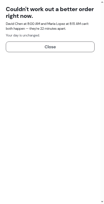 A refused optimization naming the two pins