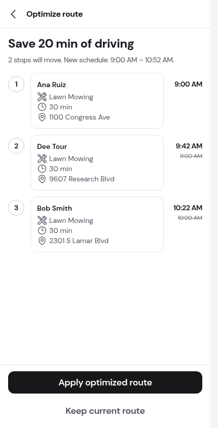 A stop being worked, held in the preview