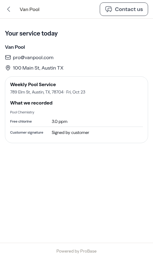 Checklist answers on a customer's document