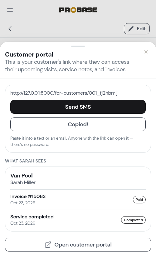 Link copied confirmation