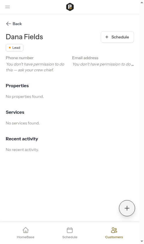 Customer contact info hidden for a limited crew member
