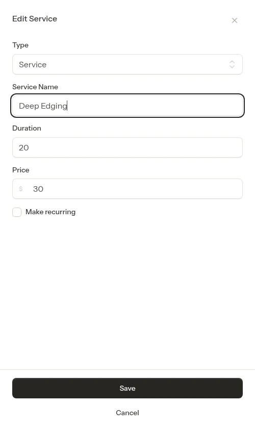 Edit form with updated fields