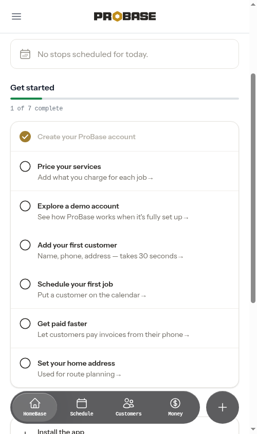The demo row in the Get started checklist