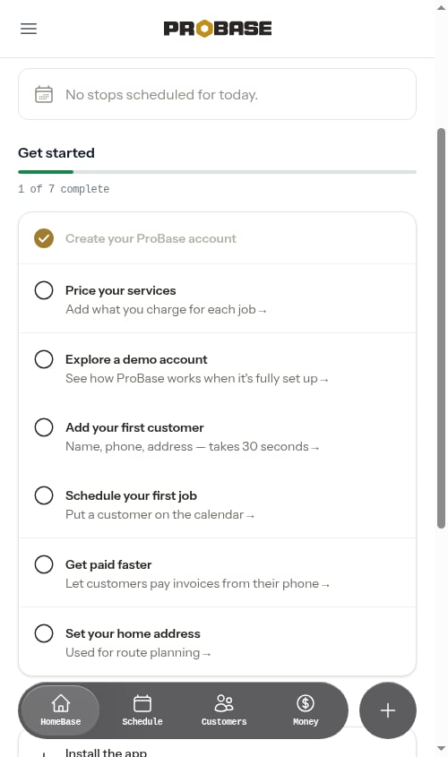 The demo row in the Get started checklist