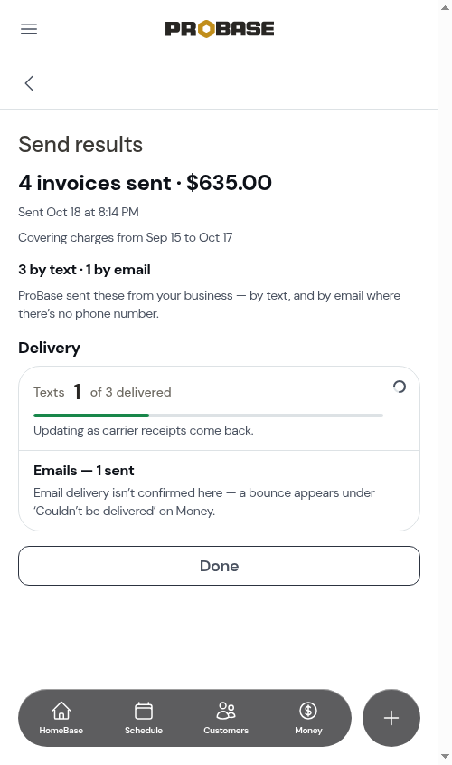Send results while text receipts are still coming in