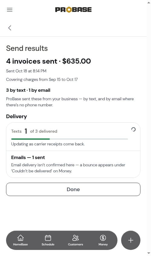 Send results while text receipts are still coming in