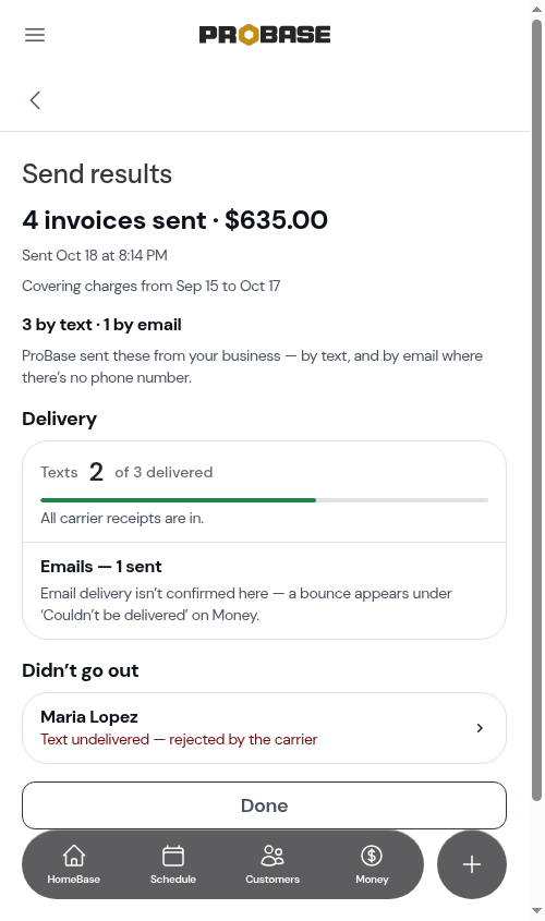 Send results with one failure