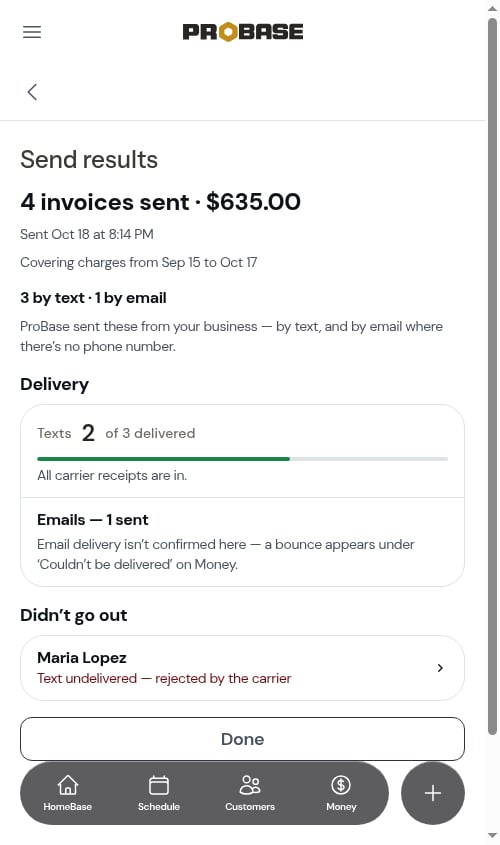 Send results with one failure