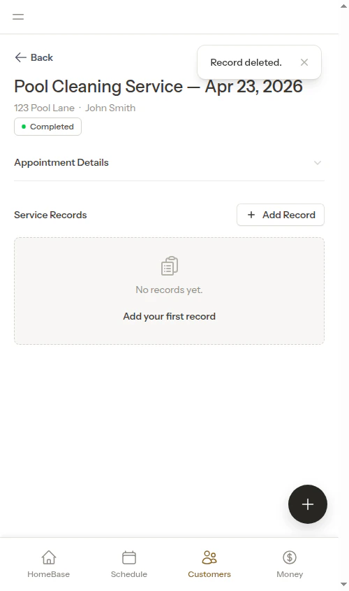 After deleting entry