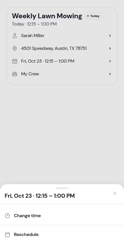 The Change time or Reschedule chooser