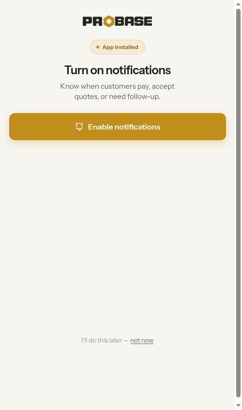 Turn on notifications screen