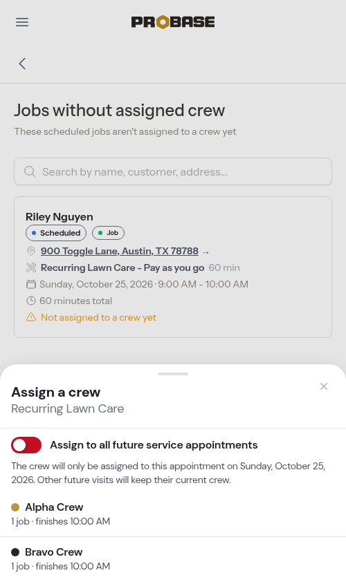 The all-future switch turned off for a single visit