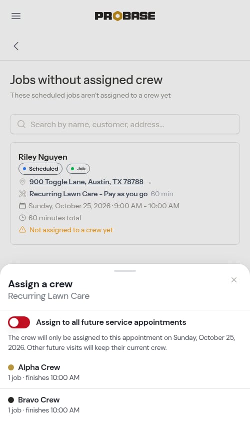 The all-future switch turned off for a single visit