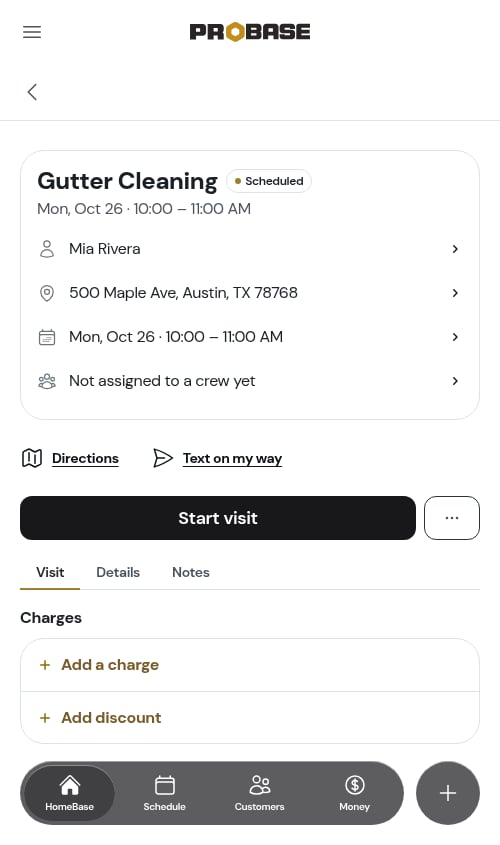Unassigned crew row on the visit page