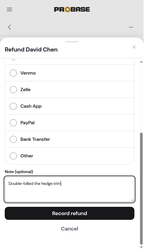 The refund sheet