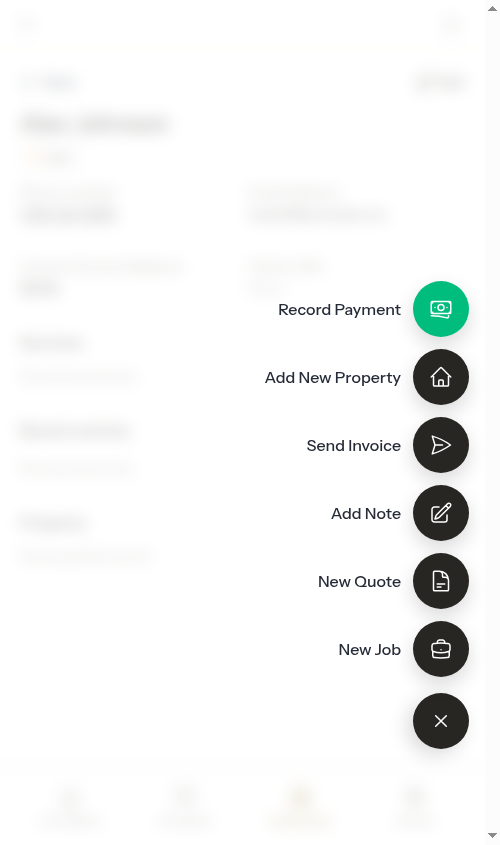 Customer detail FAB menu