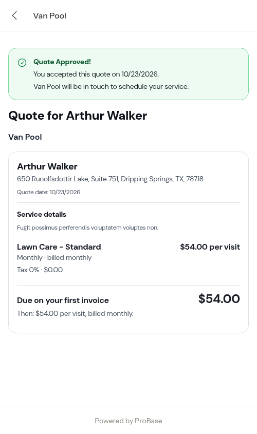 The approved state the customer sees