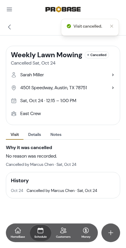 A cancelled visit