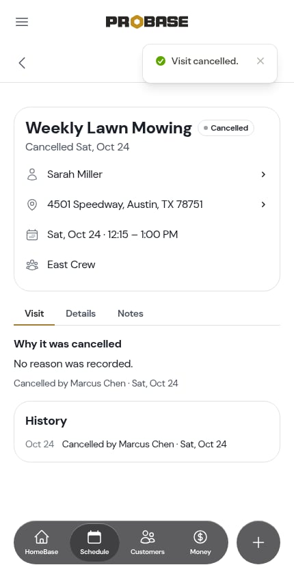 A cancelled visit