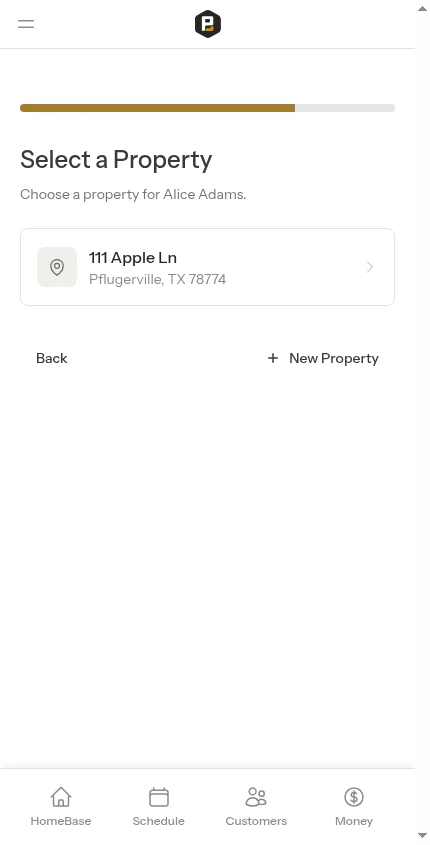 Property step after selecting customer
