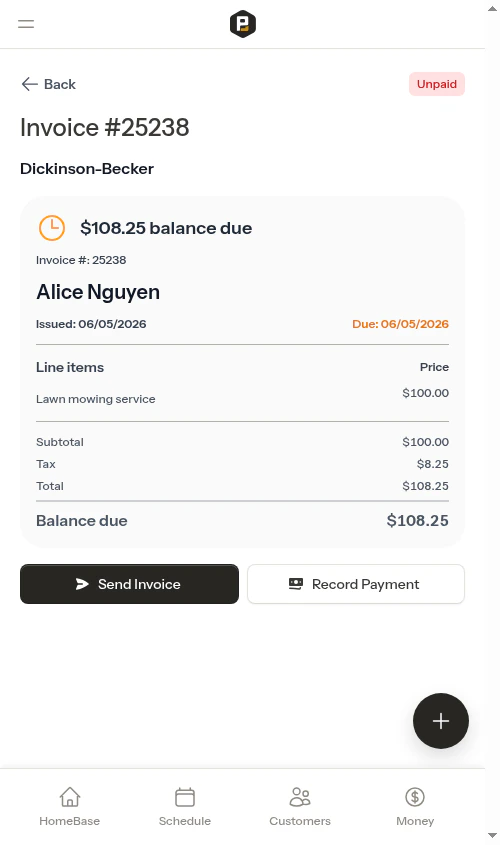 Invoice detail page