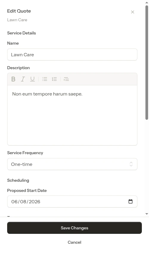 Edit modal with existing item