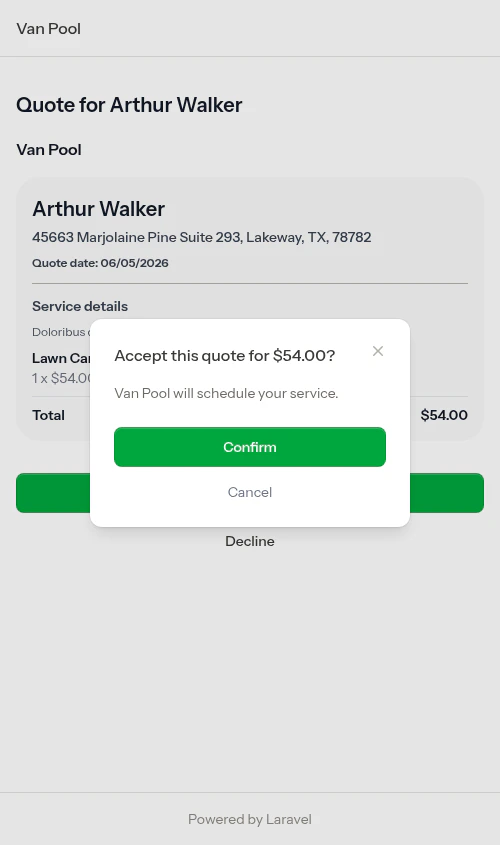 Approve confirmation modal