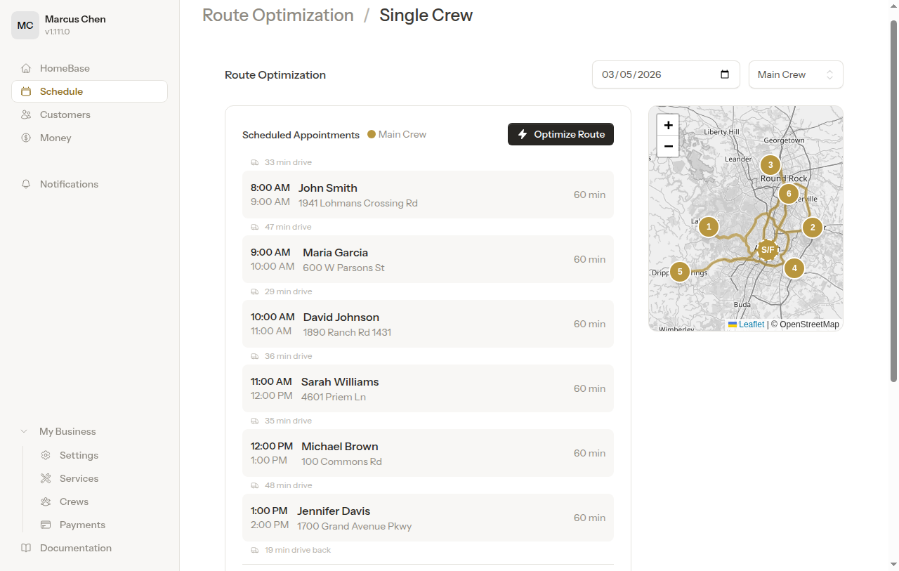 Route before optimization