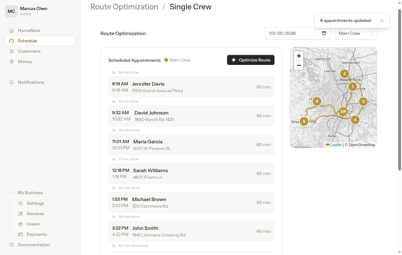 Route after optimization