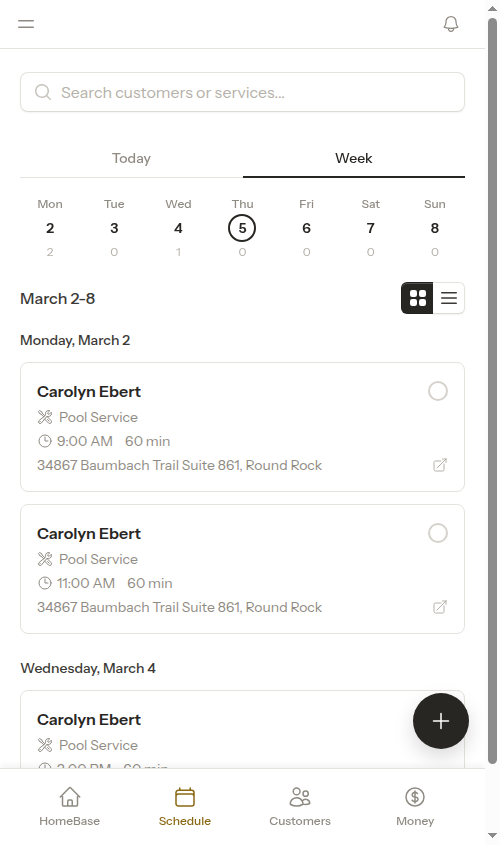 Day selector with counts