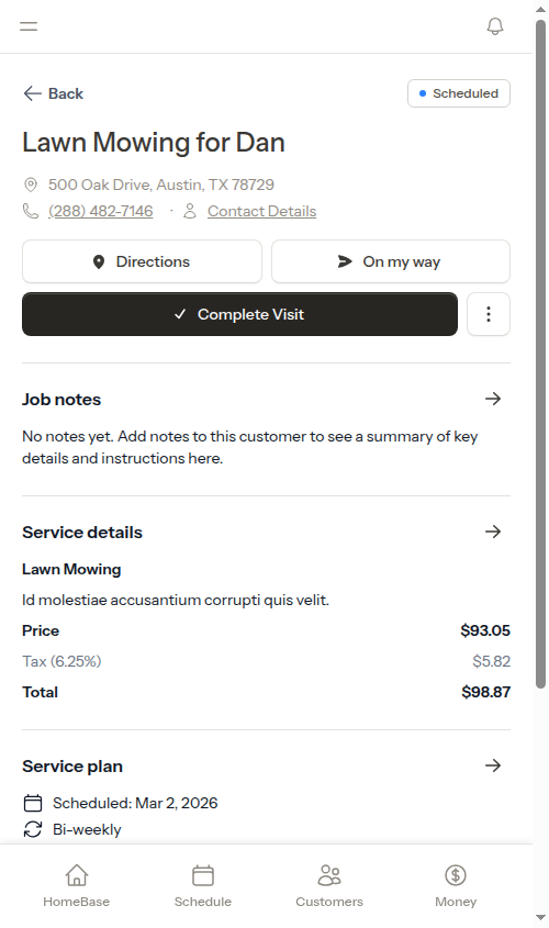 Appointment detail page