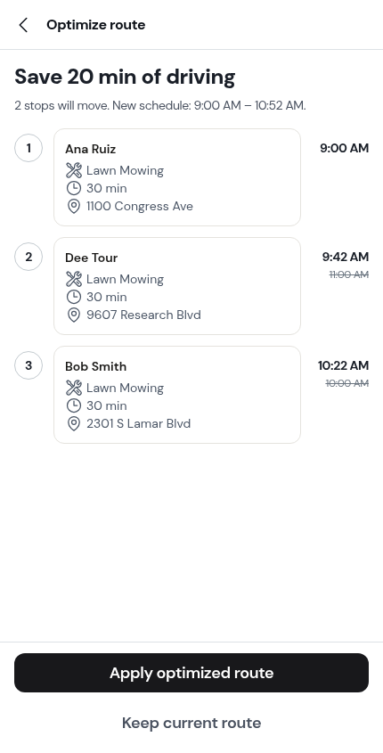 Optimizing a day that's already underway