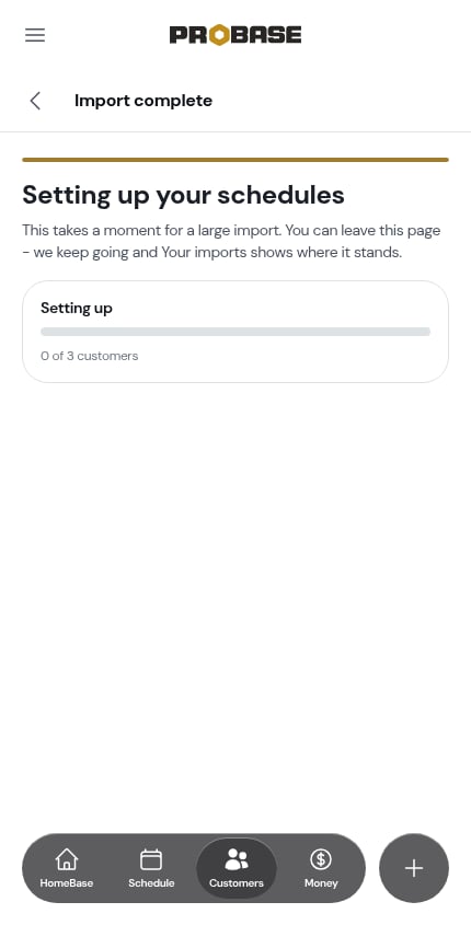 The summary while schedules are being set up