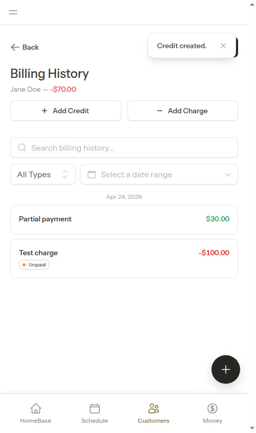 Charge still unpaid after partial payment