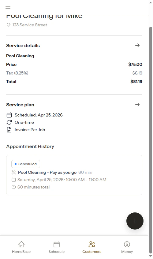 Before completing a per-service appointment