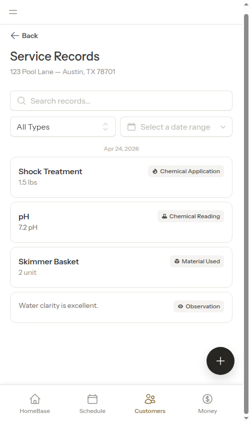 Service records table