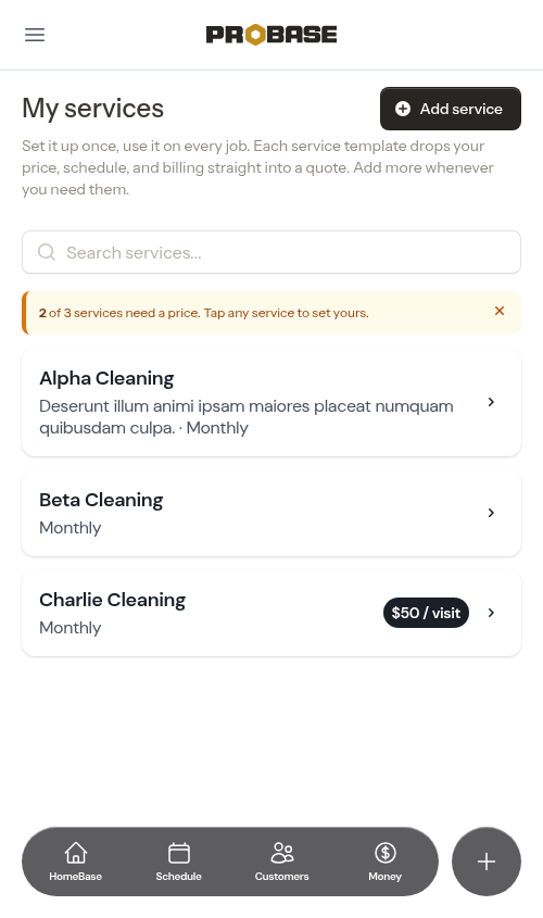 Pricing reminder banner