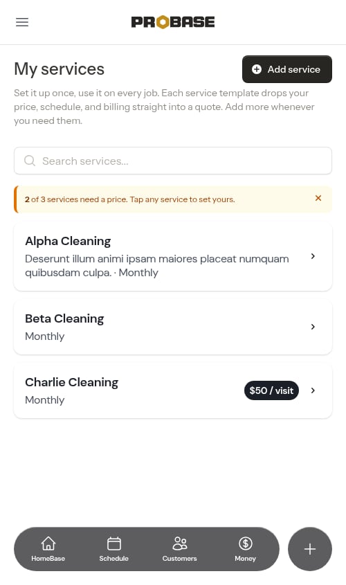 Pricing reminder banner