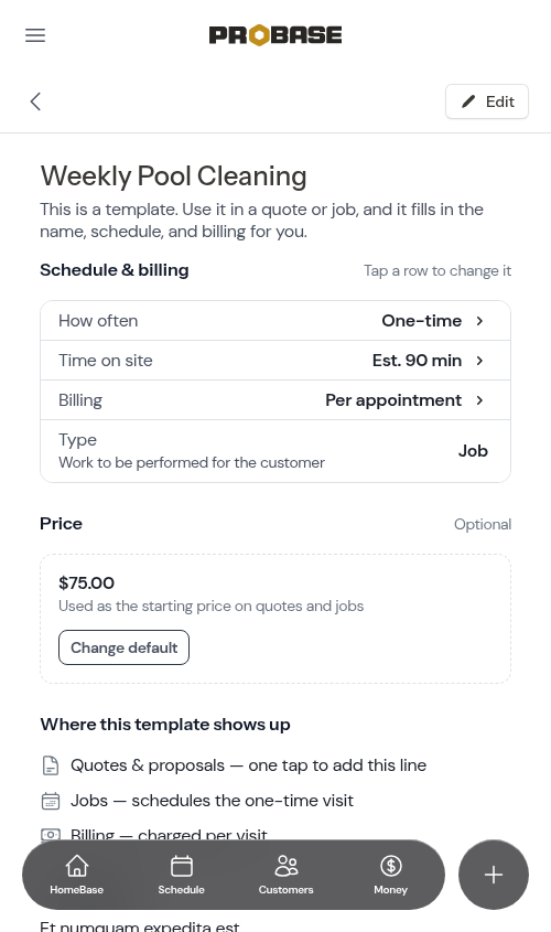 Service checklist empty state