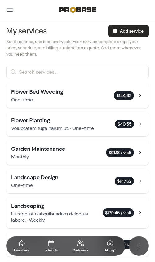 My services with every gallery service added