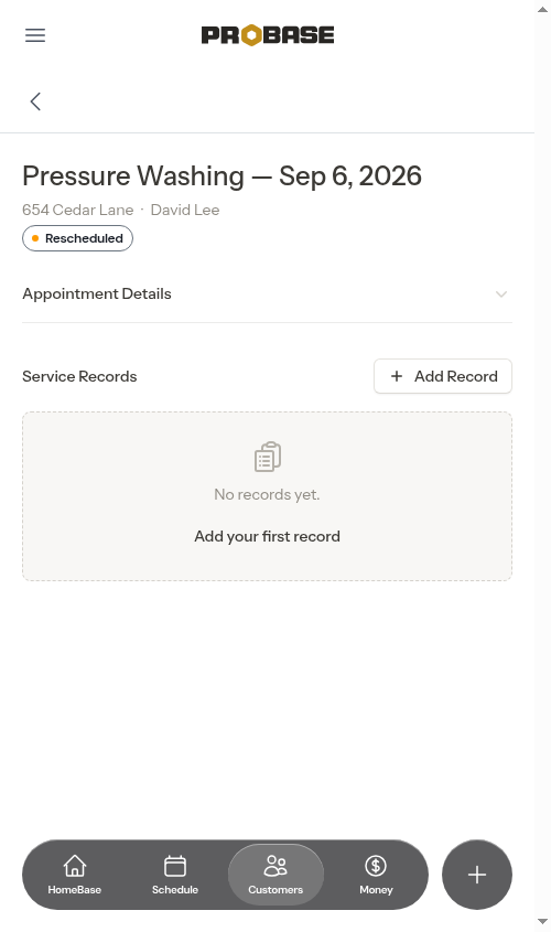 Rescheduled appointment detail