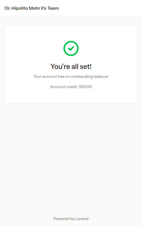 Credit balance payment page