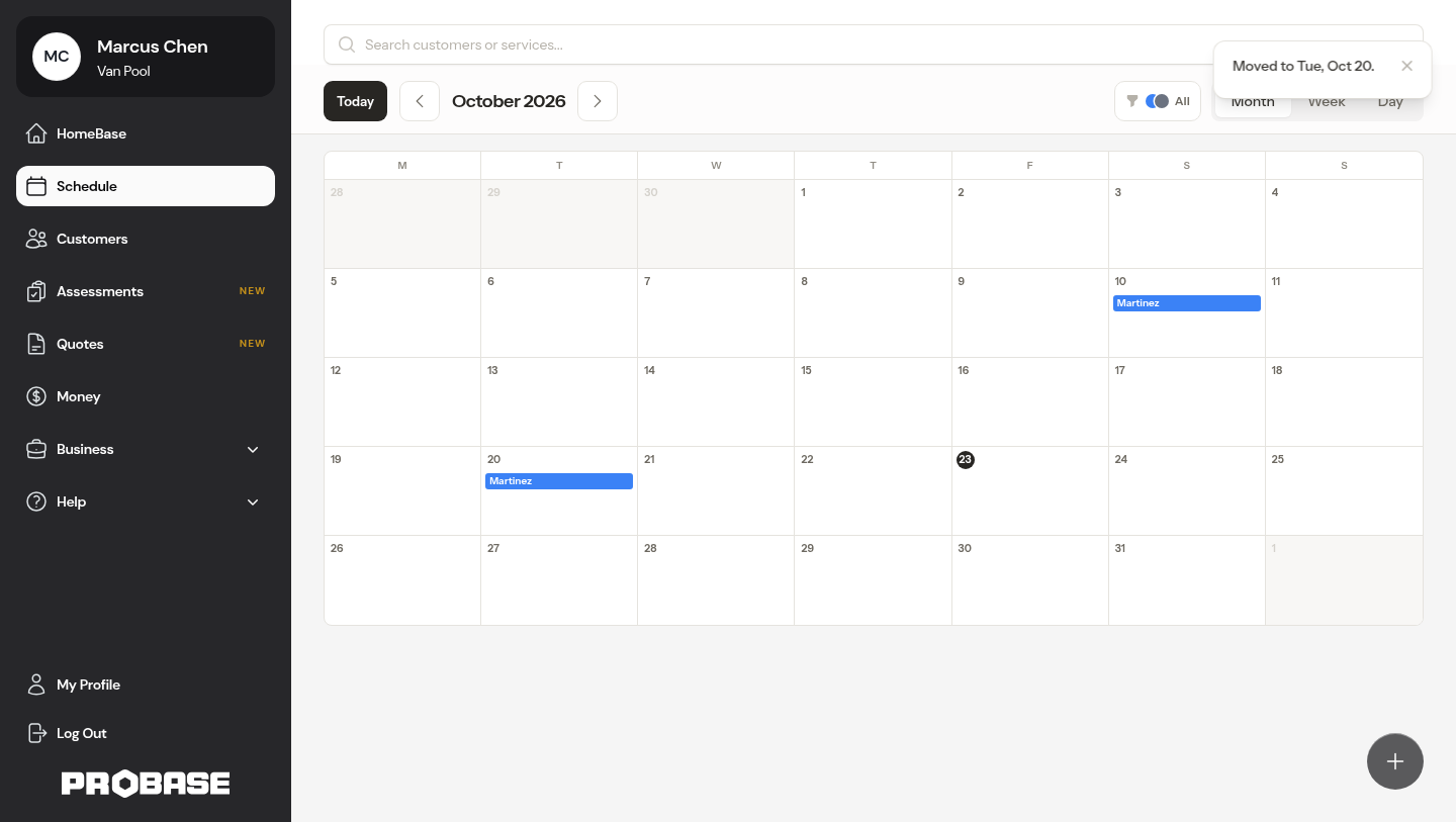 The visit moved on the month grid