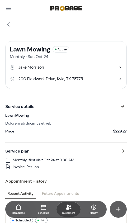 Service after scheduling