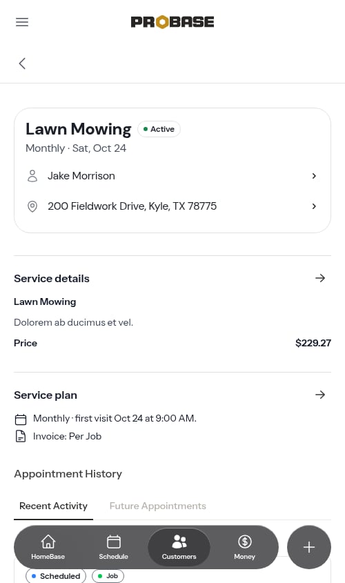 Service after scheduling