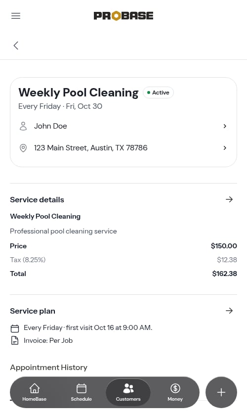 Service details page