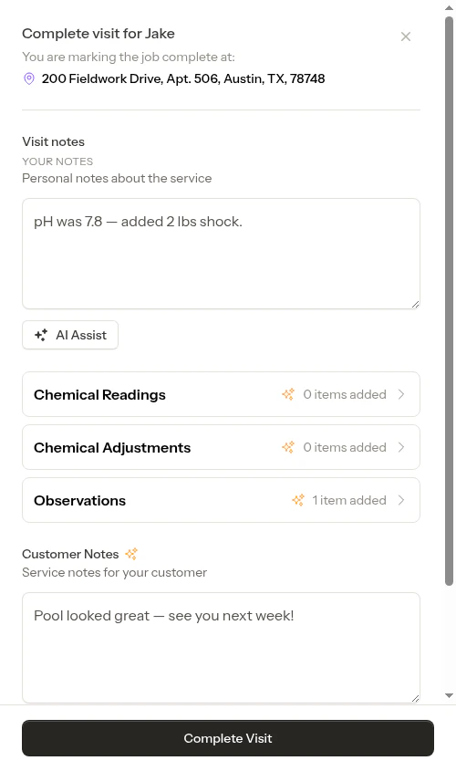 Reopened completion form — all previous work restored