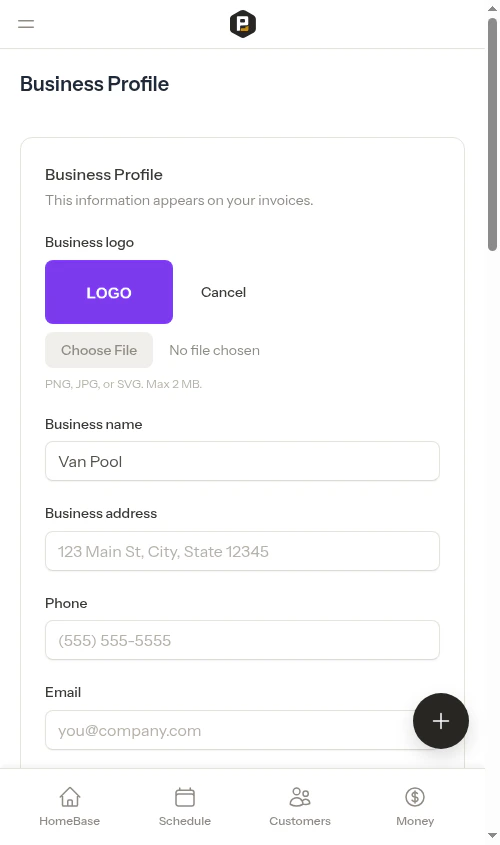 Logo preview after selecting a file