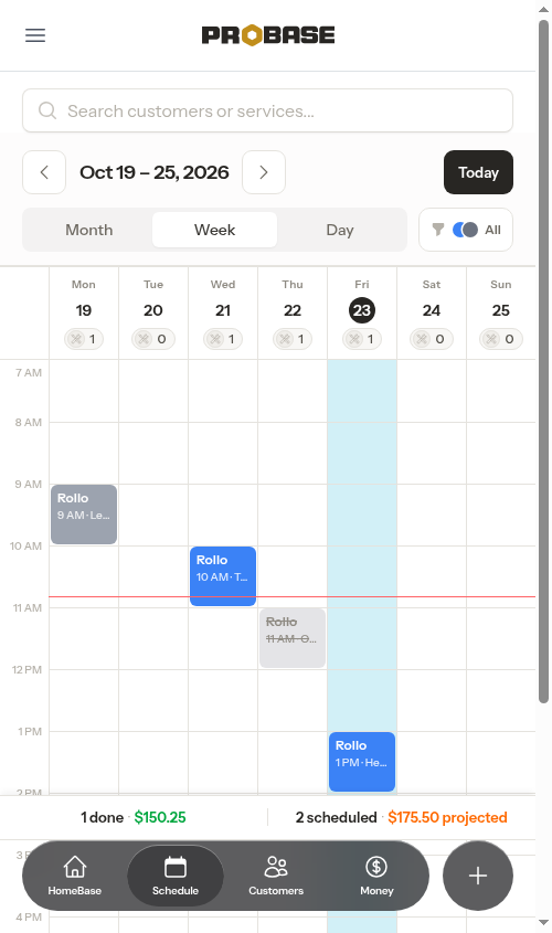 Week revenue rollup strip