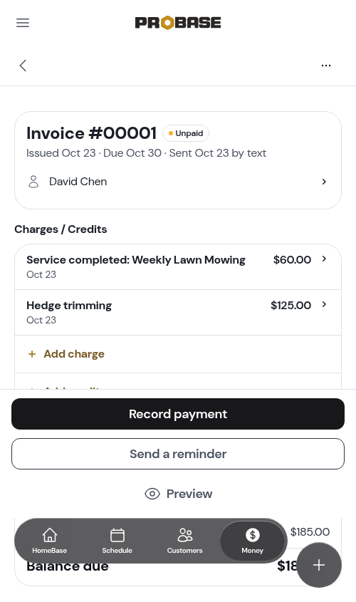 An unpaid invoice